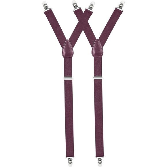 HOLD'EM Improved Shirt Stays Men Adjustable Elastic Y-style 1” Wide - Burgundy - Picture 1 of 7